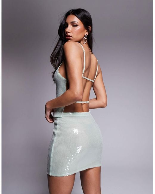 ASOS Gray Co-ord Sequin Backless Cami Top