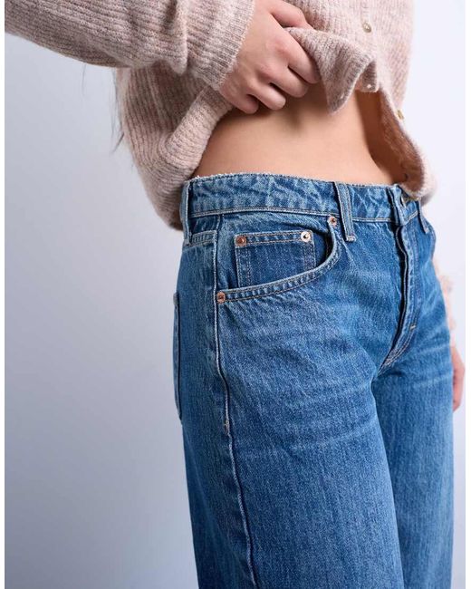 Topshop Hourglass Blue Ember Low Rise Straight Leg Jeans