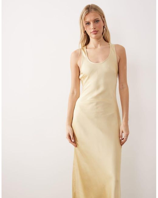 ASOS Natural Scoop Satin Maxi Dress