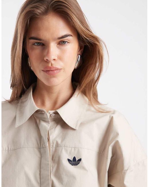 adidas Originals x ASOS Natural Cinched Shirt With Shoulder Pads