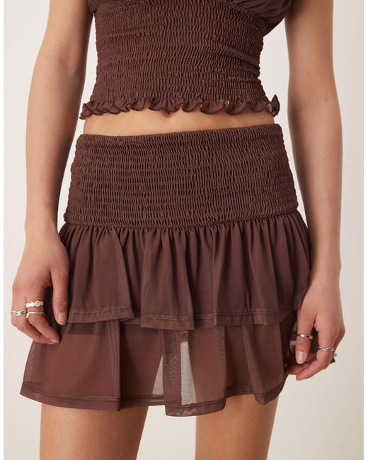 ASOS Natural Shirred Waist Mini Skirt