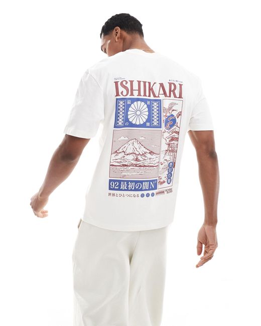 River Island White Japanese Back Print T-shirt for men
