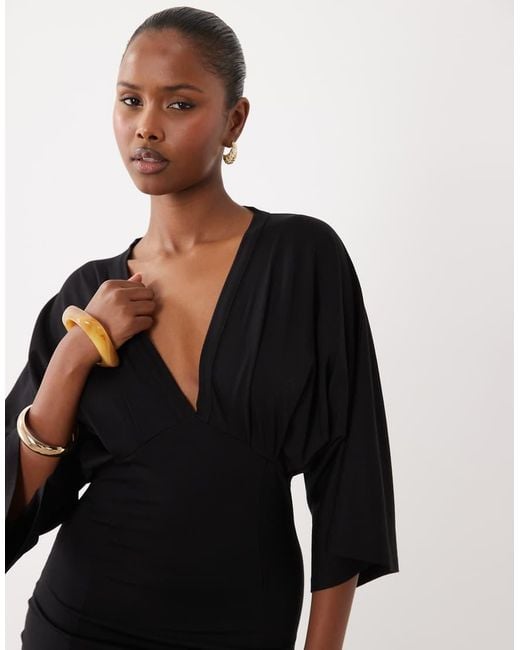 ASOS Black Grecian V Neck Mini Dress