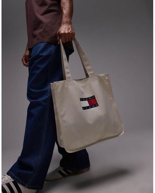 Tommy Hilfiger Brown Heritage Flag Canvas Tote Bag for men