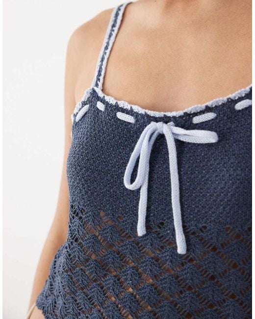 Kiwi & Co Blue Crochet Tie Front Detail Cami Top