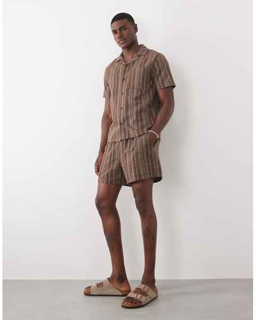 ASOS Brown Co-ord Wide Mid Length Elasticated Short for men