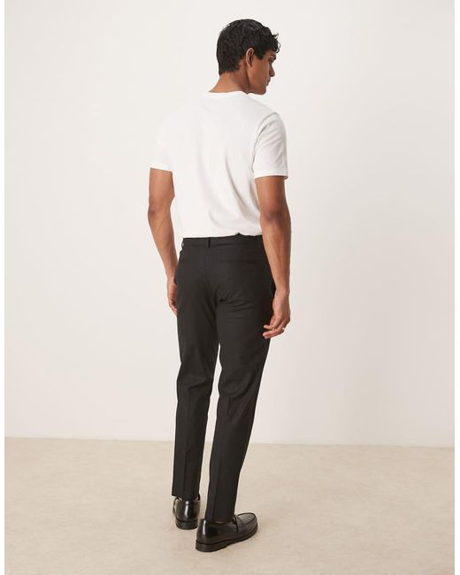 ASOS Black Linen Blend Slim Tuxedo Suit Trousers for men