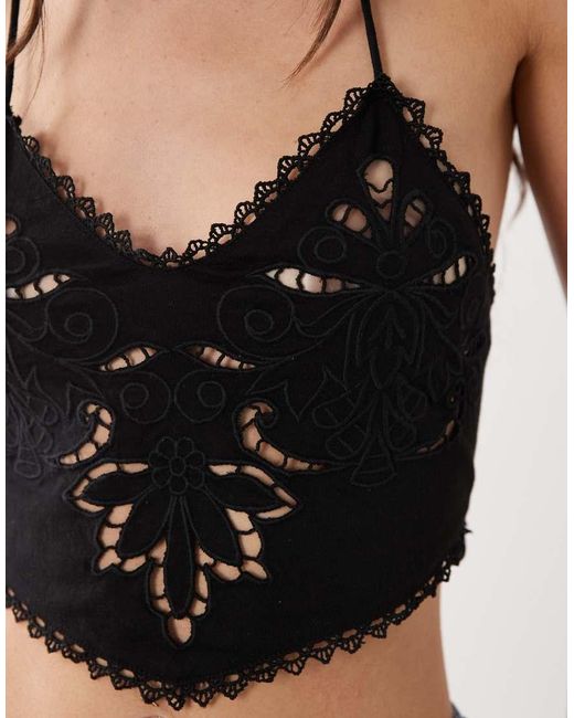 Miss Selfridge Blue Cut Work Bra Top