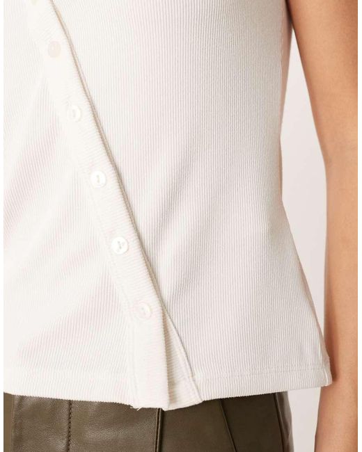 Abercrombie & Fitch Blue Rib Longline Asymetric Button Down Tank Top