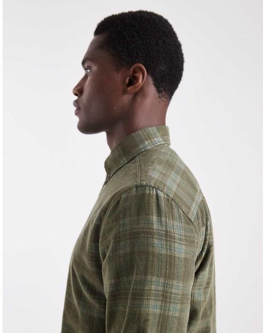Tommy Hilfiger Green Check Cord Shirt for men