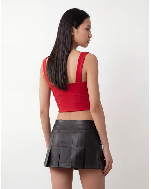 I.AM.GIA Black Desmina Leather Look Buckle Detail Pleated Mini Skirt