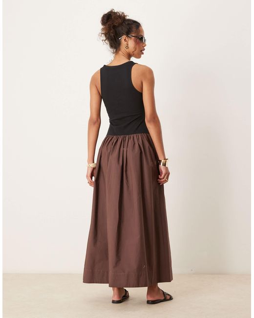 Robe longue hybride à encolure dégagée - chocolat ASOS en coloris Brown