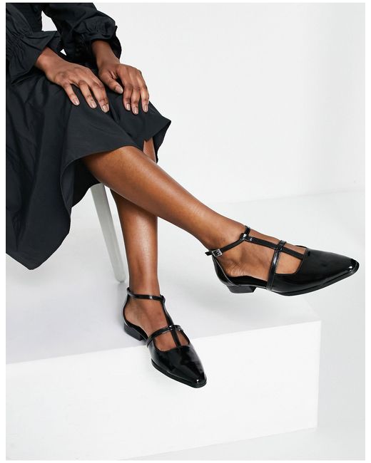 ASOS Brede Pasvorm - Malay - Puntige Platte Schoenen in het Zwart - Lyst