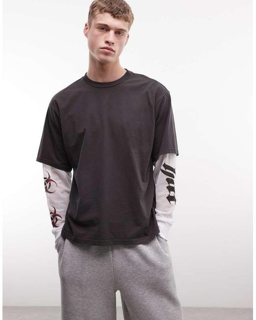 Huf Black Leon Long Sleeve Double Layer T-Shirt for men