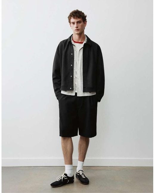 Pull&Bear Black Trucker Jacket for men