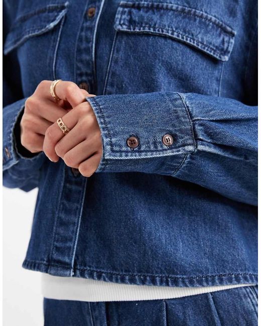 Vero Moda Blue Utility Pocket Denim Shirt