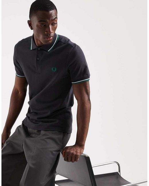 Fred Perry Black Twin Tipped Polo Shirt for men
