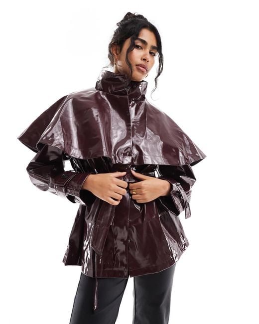 ASOS Red Vinyl Cape Jacket