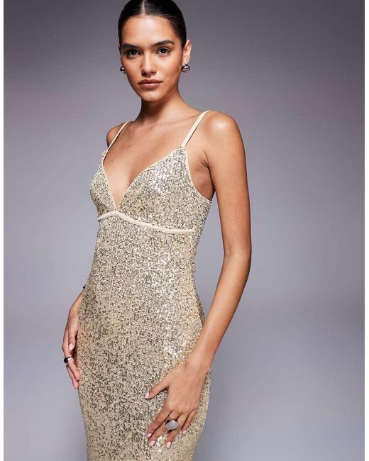 ASOS Midi-Jurk Met Brede Cami-Bandjes En Lovertjes in het Gray