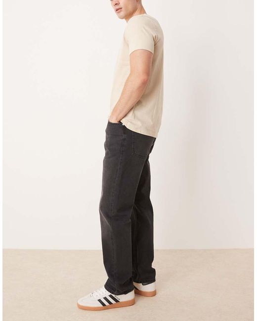 ASOS Natural Straight Fit Jeans With Rips for men