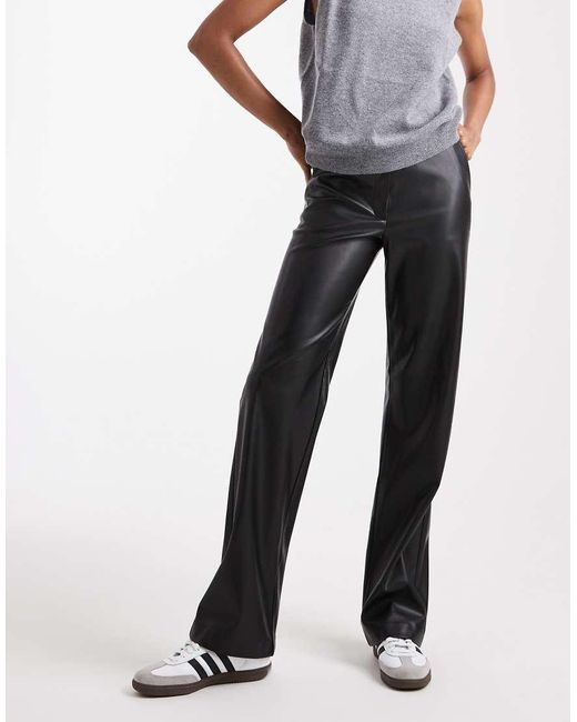 ASOS Black Tall Faux Leather Straight Leg Trousers