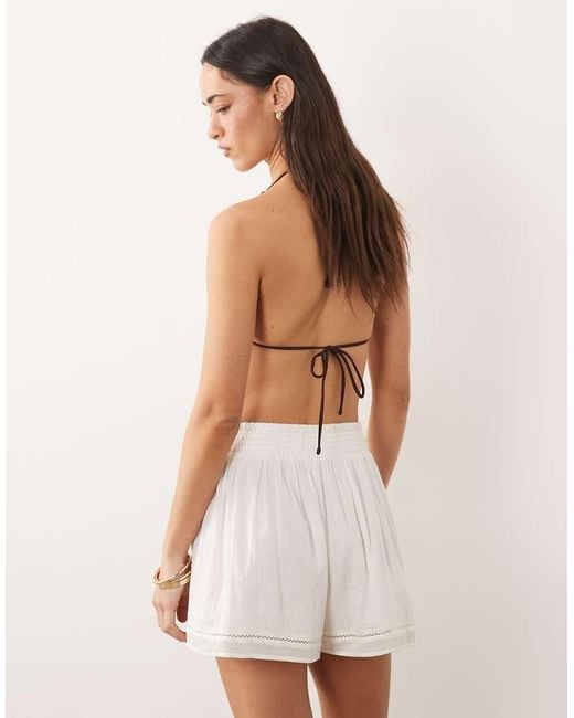 ASOS White Calypso Beach Short With Lace Trim