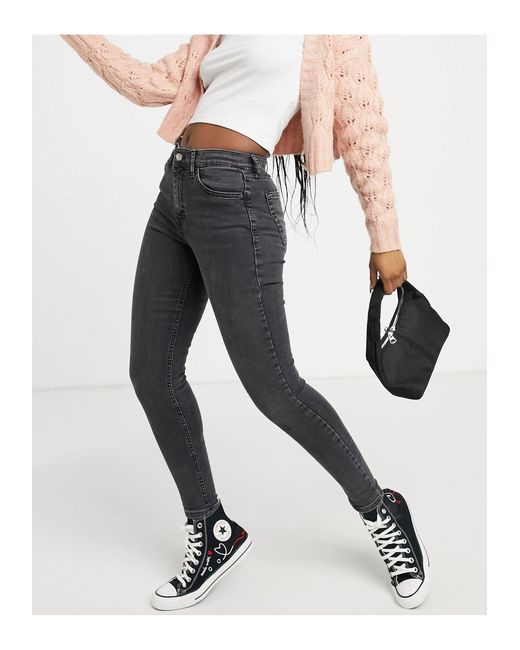 TOPSHOP Denim Washed Black Jamie Jeans 