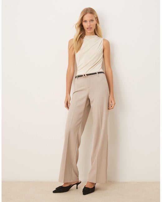 ASOS Natural Slinky High Neck Ruched Top