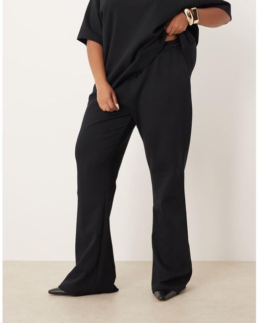 ASOS Black Asos Design Curve Interlock Flared Trackies