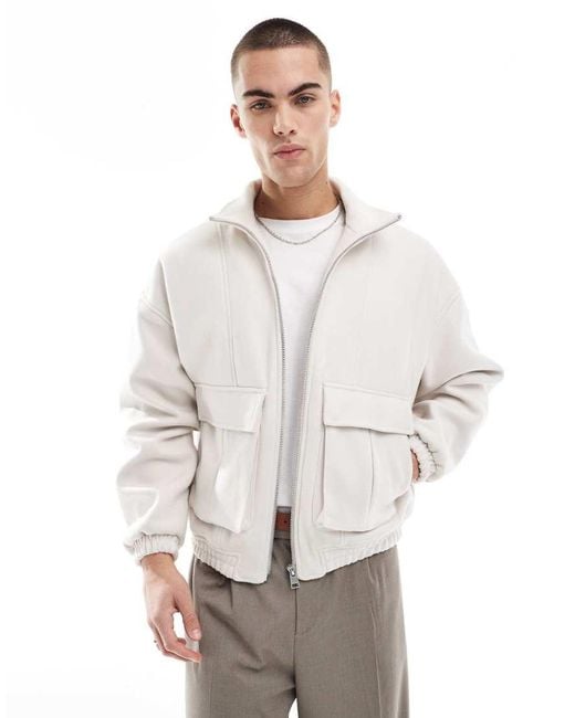 Bershka White Harrington Tailored Jacket for men