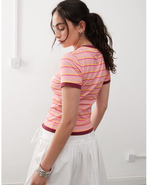 Collusion Pink Double Layer Graphic Baby Tee