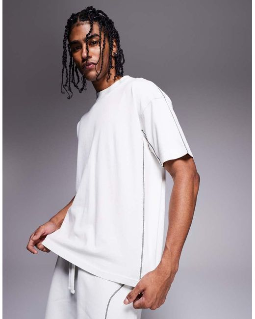 T-Shirt Chiaro Con Cuciture A Vista di Good For Nothing in Gray da Uomo