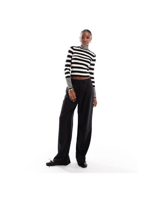 Vero Moda Black Roll Neck Stripe Knitted Jumper