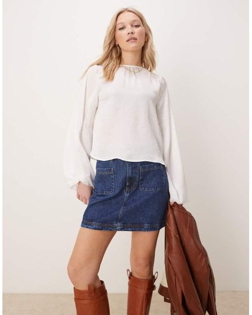 ASOS Blue Denim Patch Pocket Mini Skirt