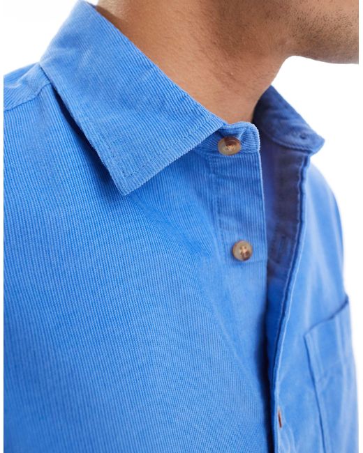 ASOS Blue Short Sleeve Boxy Oversized Cropped Shirt for men