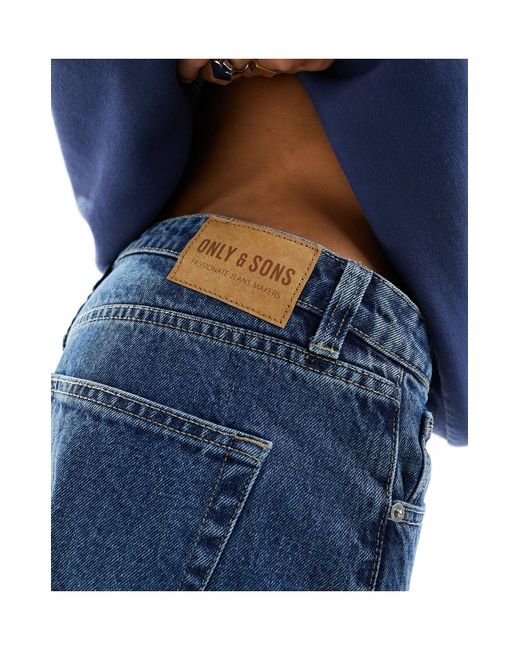 Only & Sons – feste, locker geschnittene jeans in Blue für Herren