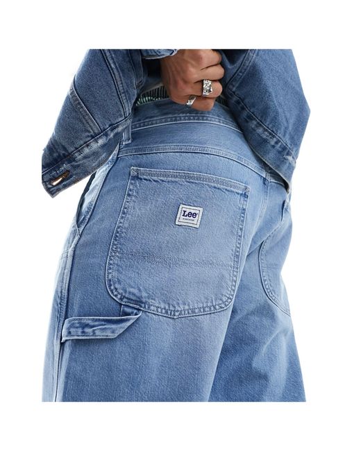 Lee Jeans Blue Panelled Carpenter Straight Fit Jeans for men