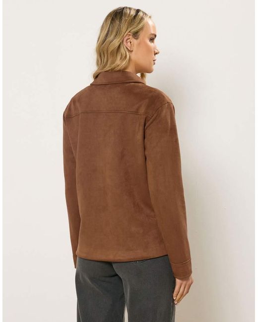 Long Tall Sally Natural Faux Suede Trucker Jacket