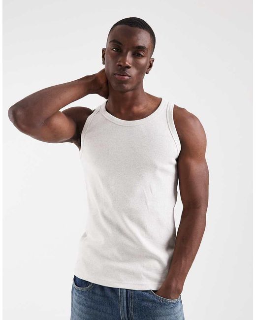 Jack & Jones White Rib Tank Top for men