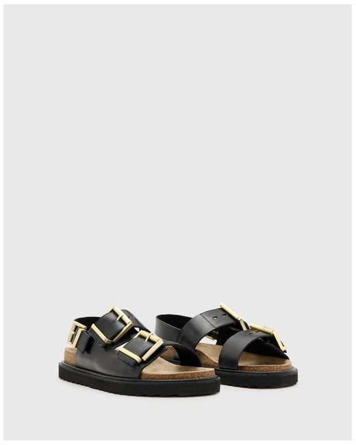 AllSaints Black Isla Leather Sandals