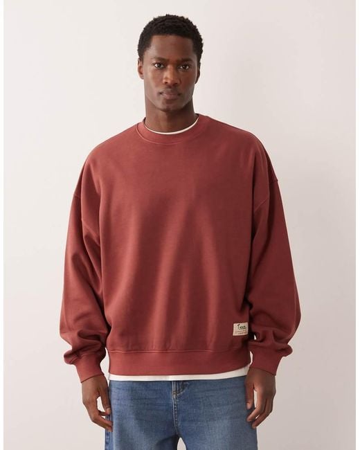 ASOS Red Extreme Oversized Sweatshirt With Floral Print for men