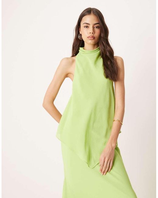 ASOS Green Asos Design Tall Chiffon High Neck Double Layer Maxi Dress