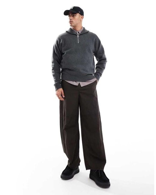 Jack & Jones Gray Fluffy Knitted Half Zip for men