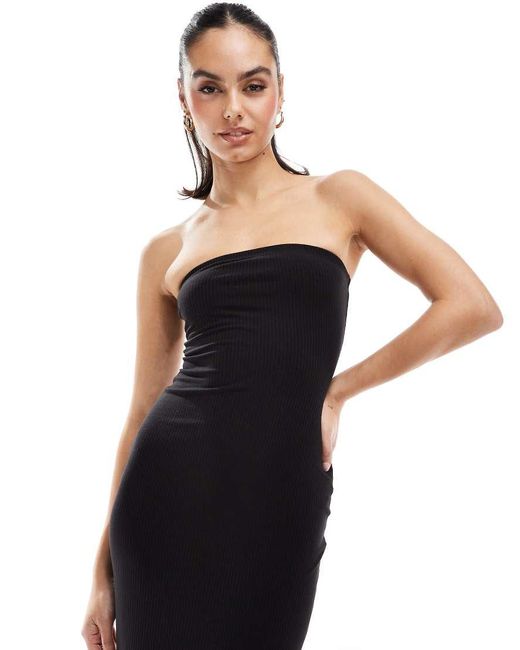 NARRATED Black Bandeau Bodycon Midi Dress