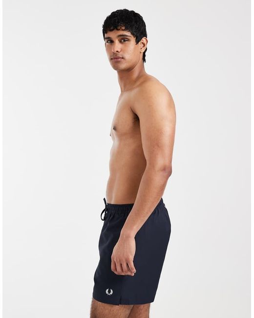 Fred Perry Blue Drawstring Logo Swim Shorts for men