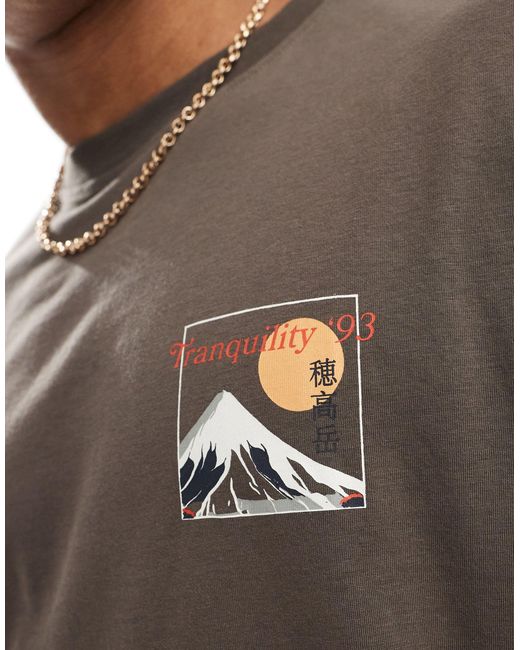 T-shirt oversize avec imprimé « tranquility » au dos - marron Only & Sons pour homme en coloris Gray