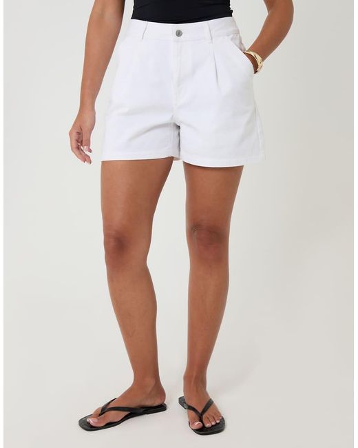 Threadbare White Denim Tailored Shorts