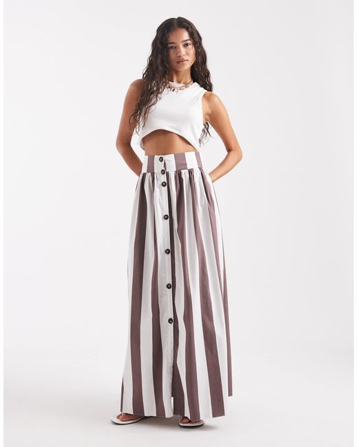 ASOS White Maxi Skirt With Button Front Detail