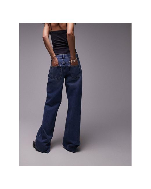 Ember - jeans a fondo ampio e vita bassa medio di TOPSHOP in Blue