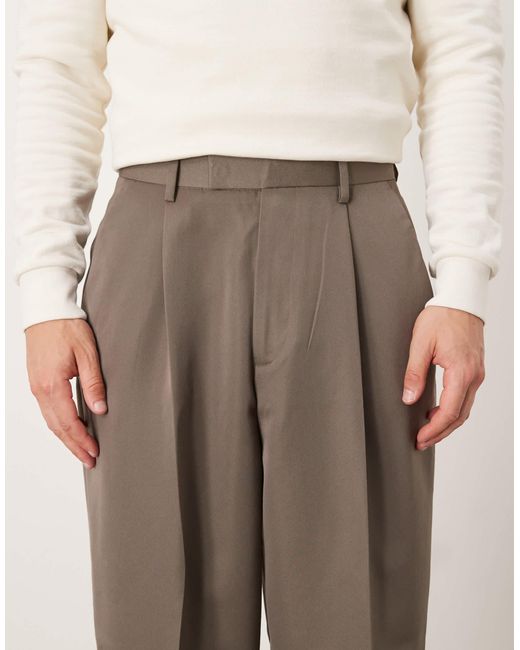 ASOS Natural Smart Balloon Fit Trousers With Front Pleats for men